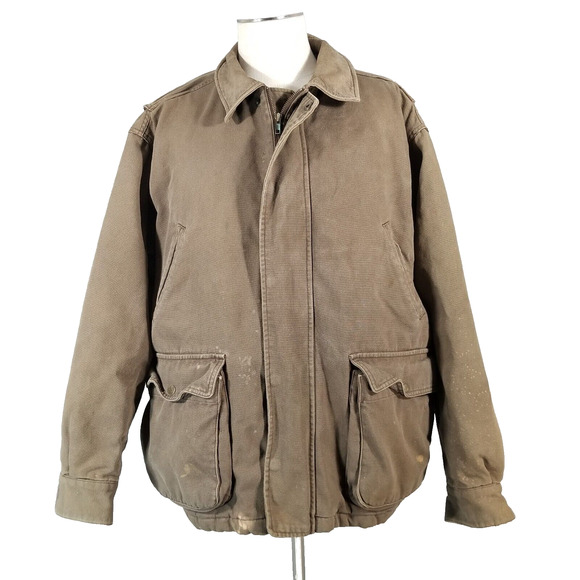 Cabela's field barn jacket coat men's XL extra large brown heavy winter flawed - Picture 1 of 14